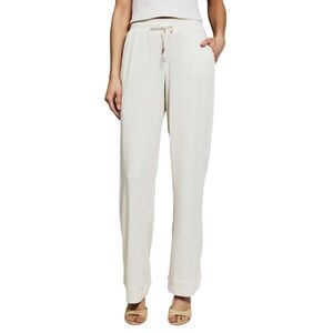 Knit Wide Leg Pants Beige White Large 7 Diamonds Flowy Dahlia Womens New